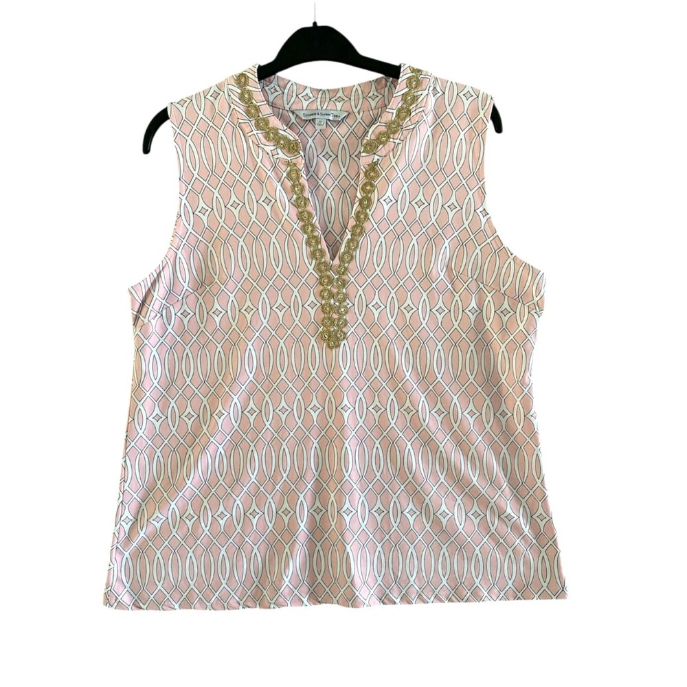 Sunsets & Sweet Tea Tank Top XLarge‎ Pink Gold Geometric Cruise Resort Wear